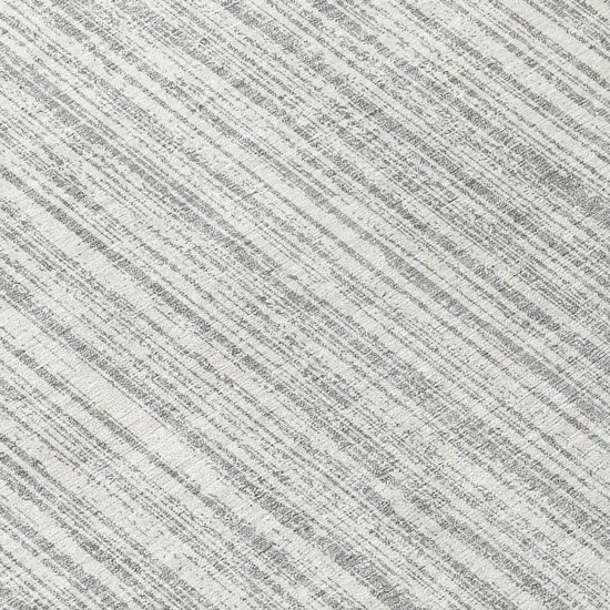 8' Gray And Silver Round Striped Washable Indoor Outdoor Area Rug Photo 9