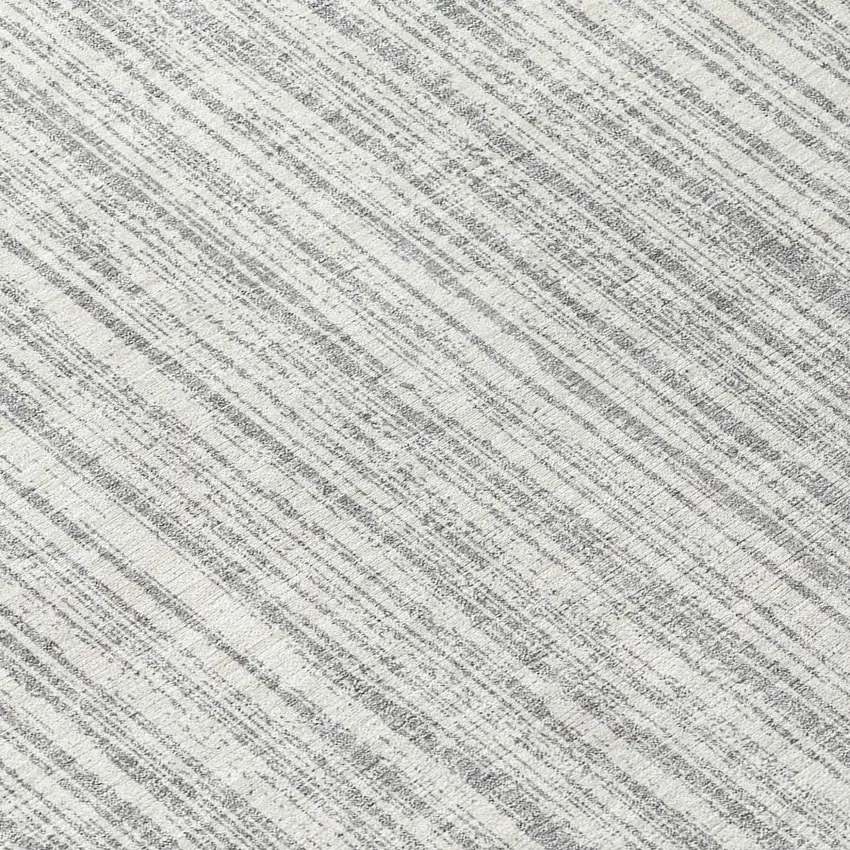 8' Gray And Silver Round Striped Washable Indoor Outdoor Area Rug Photo 9