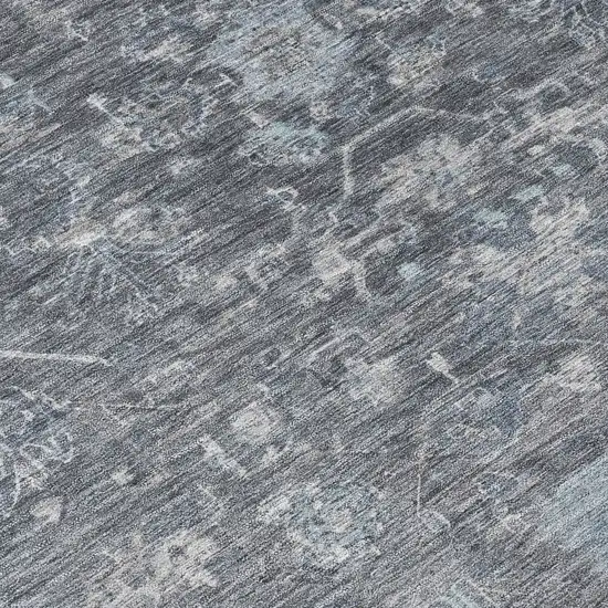 8' Gray And Silver Round Tribal Washable Indoor Outdoor Area Rug Photo 9