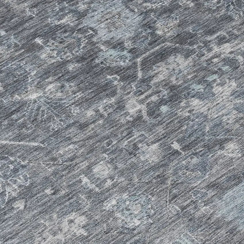 8' Gray And Silver Round Tribal Washable Indoor Outdoor Area Rug Photo 9