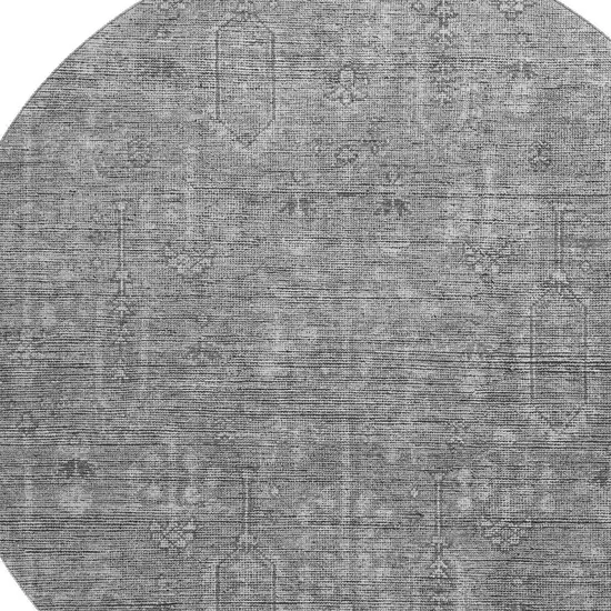 8' Gray And Silver Southwestern Washable Round Rug With UV Protection Photo 3