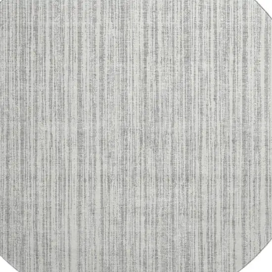 8' Gray And Silver Striped Washable Round Rug With UV Protection Photo 3