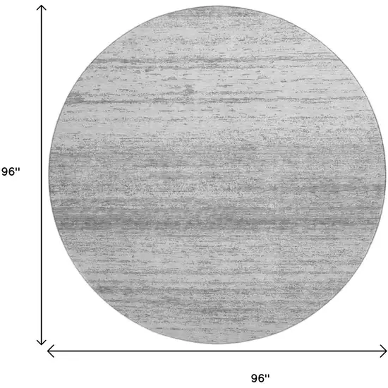 8' Gray And Silver Striped Washable Round Rug With UV Protection Photo 3