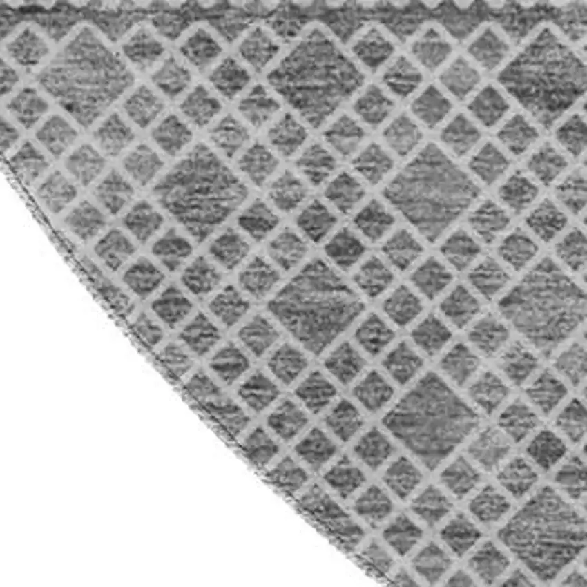 8' Gray And Silver Striped Washable Round Rug With UV Protection Photo 3