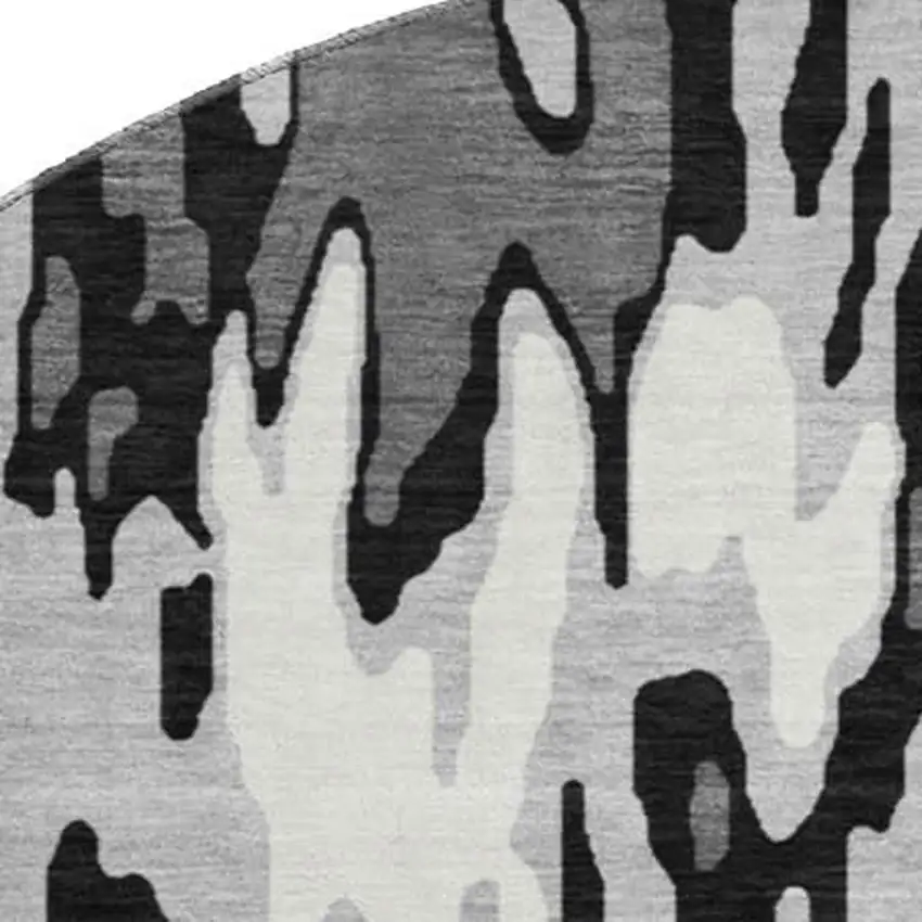 8' Gray And Silver Striped Washable Round Rug With UV Protection Photo 2