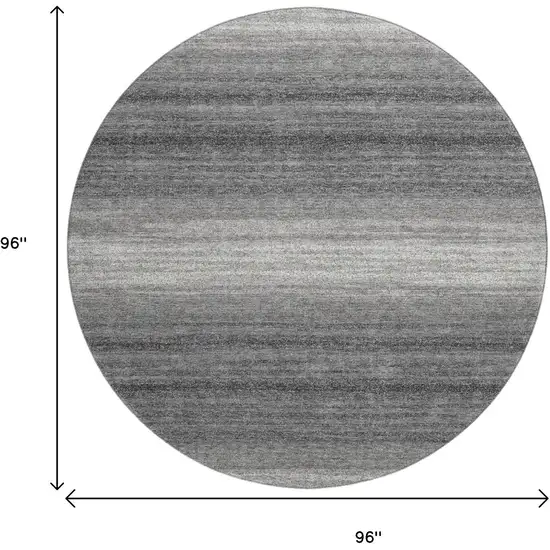 8' Gray And Silver Striped Washable Round Rug With UV Protection Photo 9