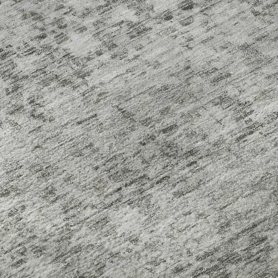 8' Gray And Silver Striped Washable Round Rug With UV Protection Photo 8