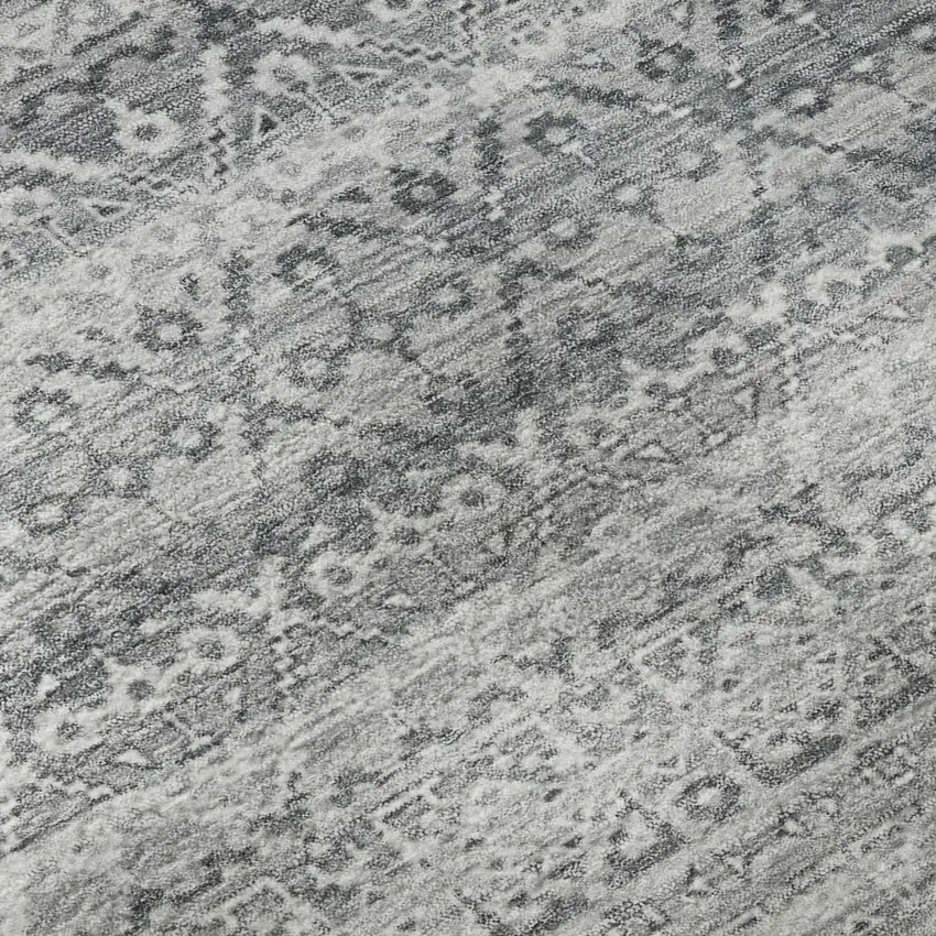 8' Gray And Silver Striped Washable Round Rug With UV Protection Photo 7