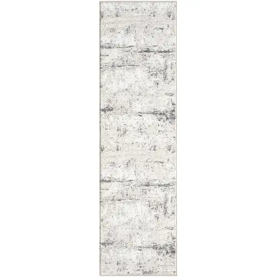 7' Gray And Slate Gray Abstract Distressed Runner Rug Photo 2