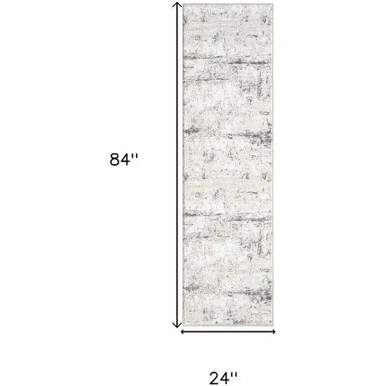 7' Gray And Slate Gray Abstract Distressed Runner Rug Photo 3