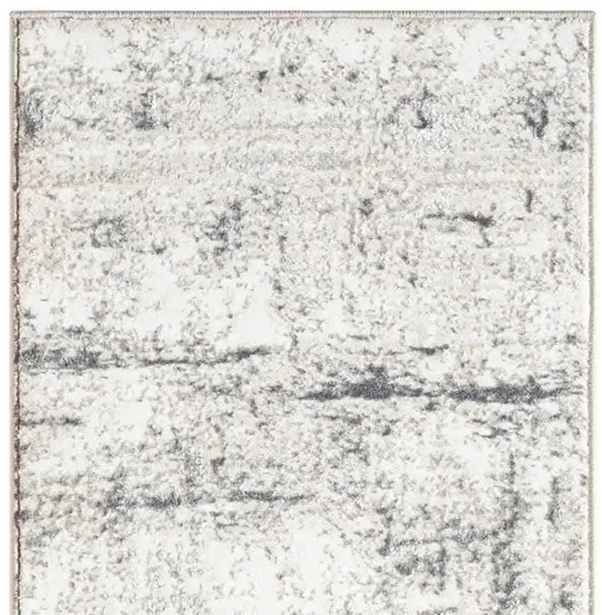 7' Gray And Slate Gray Abstract Distressed Runner Rug Photo 4