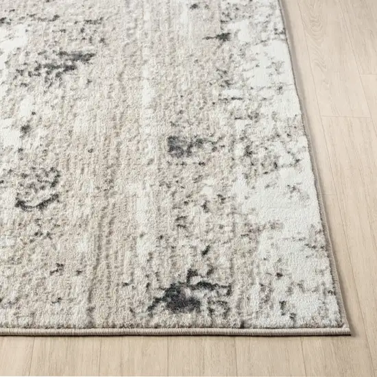 7' Gray And Slate Gray Abstract Distressed Runner Rug Photo 9