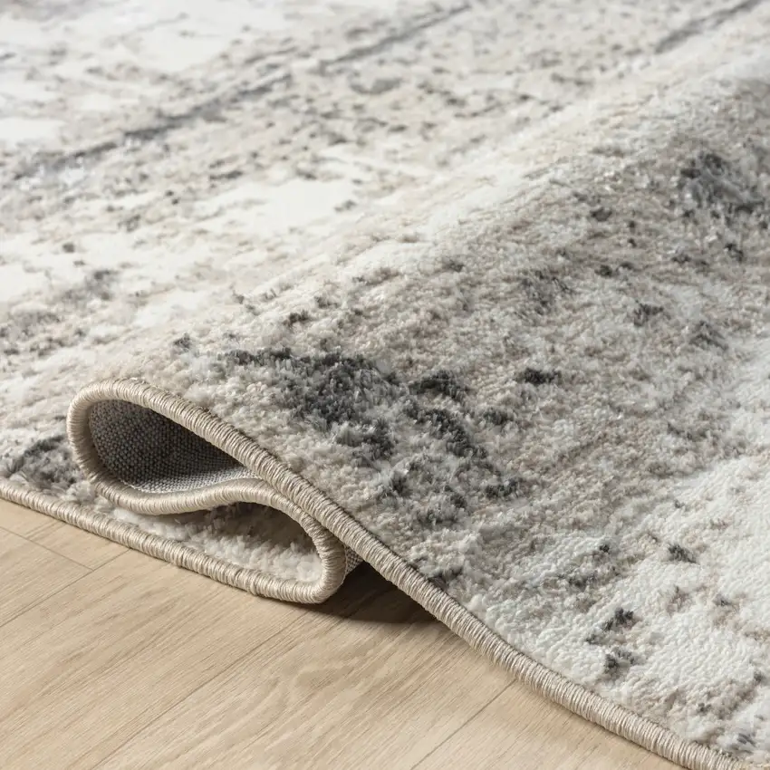 7' Gray And Slate Gray Abstract Distressed Runner Rug Photo 8