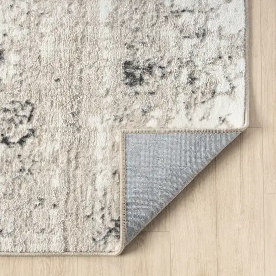 7' Gray And Slate Gray Abstract Distressed Runner Rug Photo 9