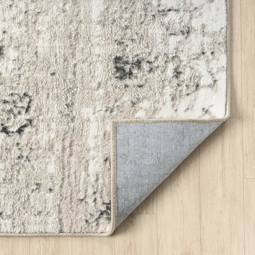 7' Gray And Slate Gray Abstract Distressed Runner Rug Photo 9