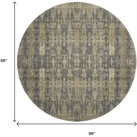 8' Gray And Tan Moroccan Washable Round Rug With UV Protection Photo 9