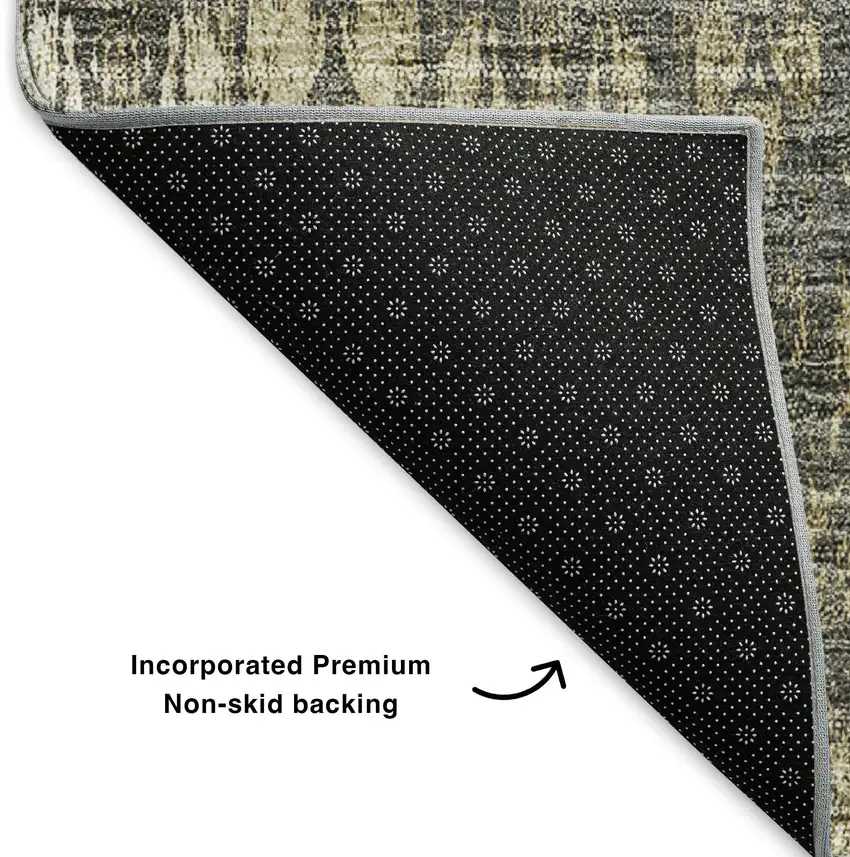 8' Gray And Tan Moroccan Washable Round Rug With UV Protection Photo 5