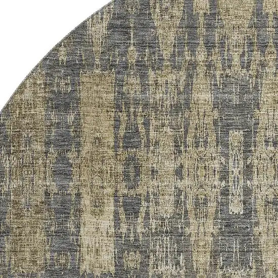 8' Gray And Tan Moroccan Washable Round Rug With UV Protection Photo 2