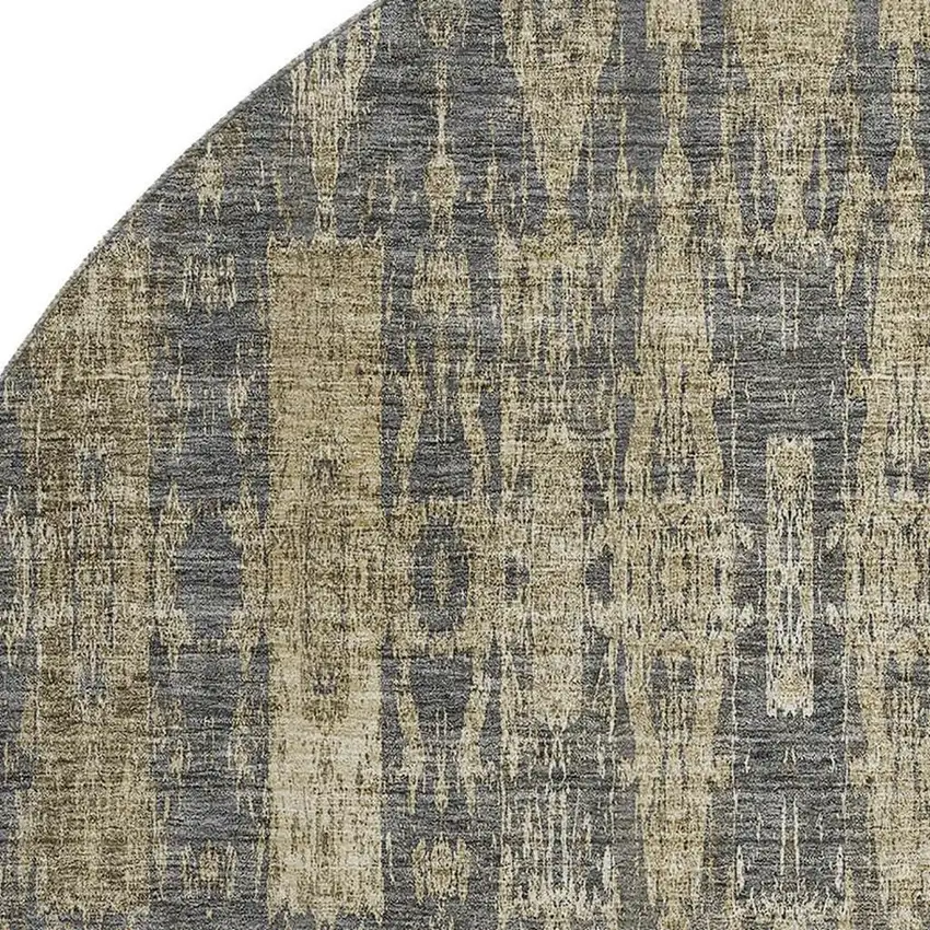 8' Gray And Tan Moroccan Washable Round Rug With UV Protection Photo 2
