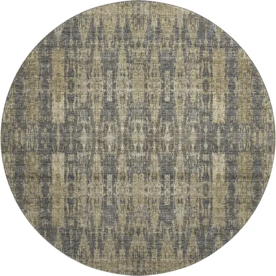 8' Gray And Tan Moroccan Washable Round Rug With UV Protection Photo 1