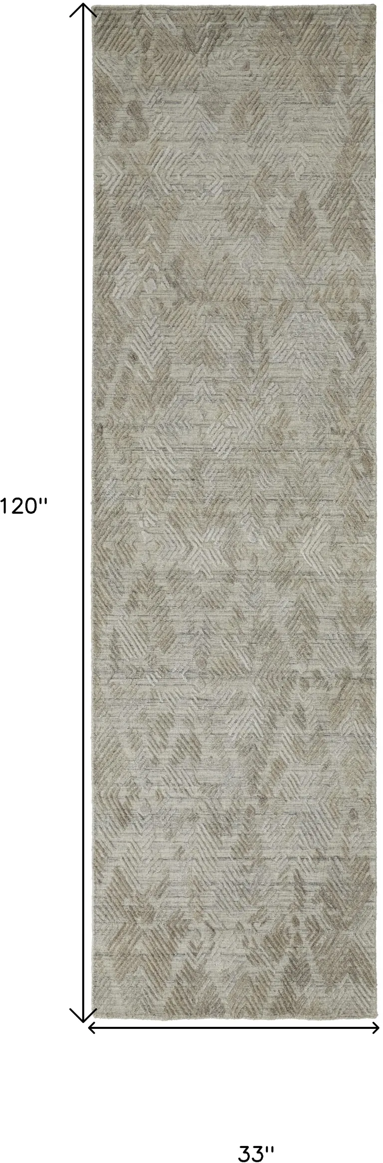 10' Gray And Taupe Abstract Hand Woven Runner Rug Photo 4