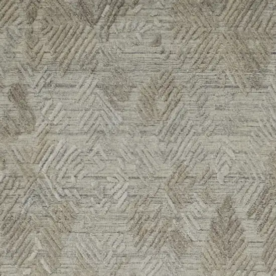 10' Gray And Taupe Abstract Hand Woven Runner Rug Photo 3
