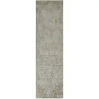 Photo of 8' Gray And Taupe Abstract Hand Woven Runner Rug