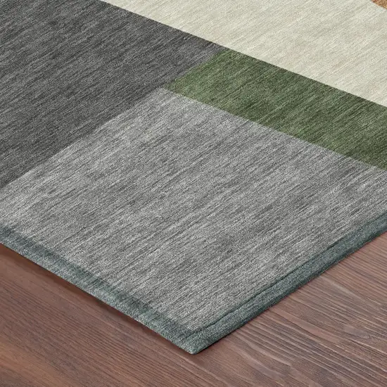8' Gray And Taupe Round Geometric Washable Indoor Outdoor Area Rug Photo 6