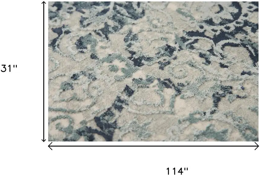 10' Gray And Teal Abstract Area Rug Photo 5