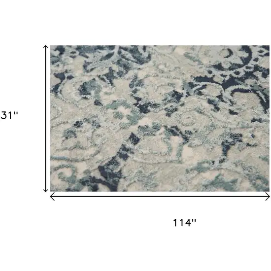 10' Gray And Teal Abstract Area Rug Photo 5