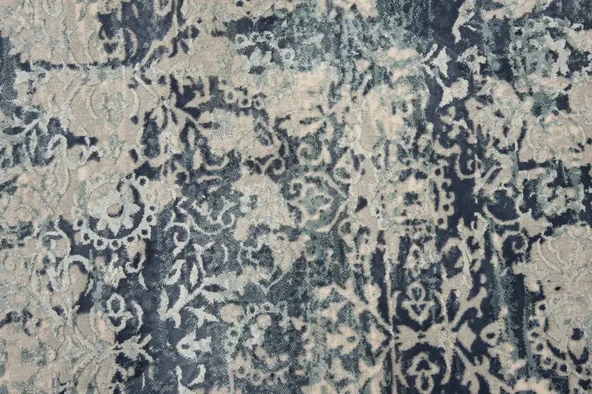 10' Gray And Teal Abstract Area Rug Photo 4