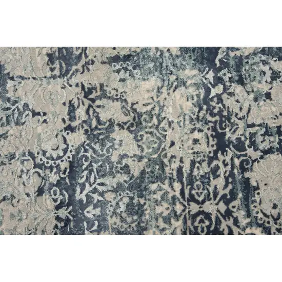 10' Gray And Teal Abstract Area Rug Photo 4