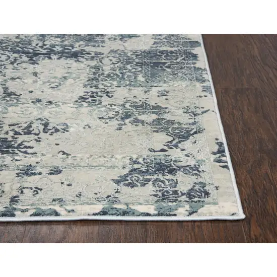 10' Gray And Teal Abstract Area Rug Photo 3