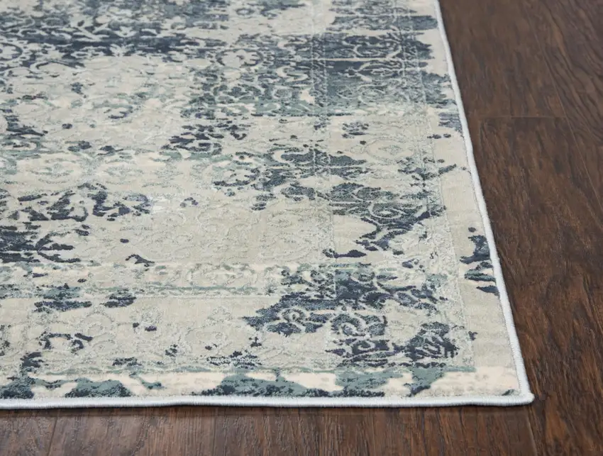 10' Gray And Teal Abstract Area Rug Photo 3