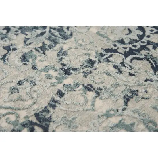 10' Gray And Teal Abstract Area Rug Photo 2