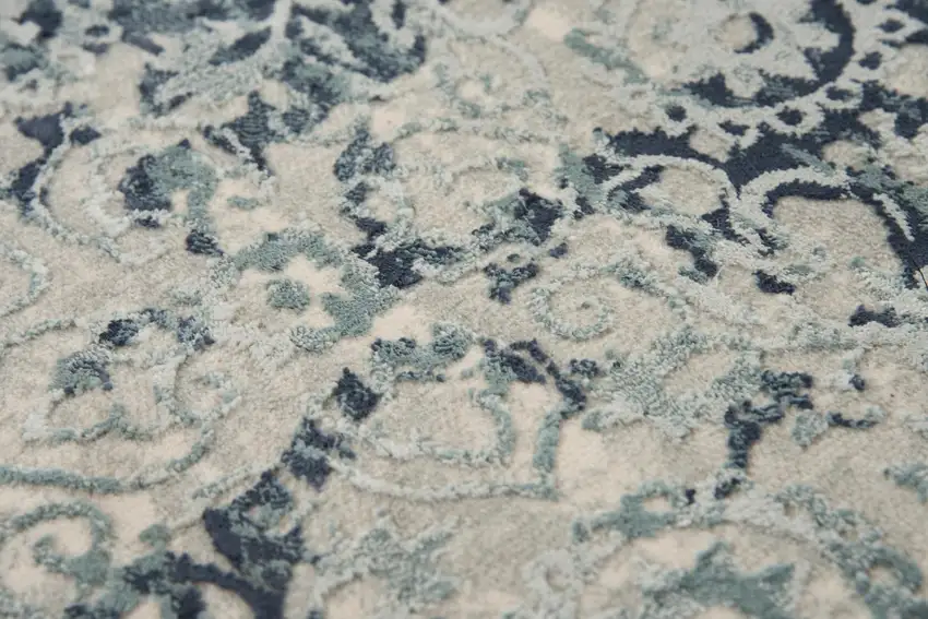 10' Gray And Teal Abstract Area Rug Photo 2
