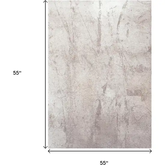 5' Gray And White Abstract Washable Round Rug With UV Protection Photo 7