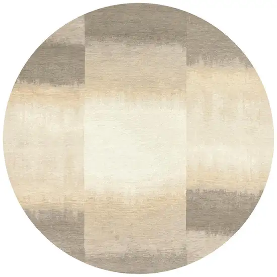 5' Gray And White Abstract Washable Round Rug With UV Protection Photo 4