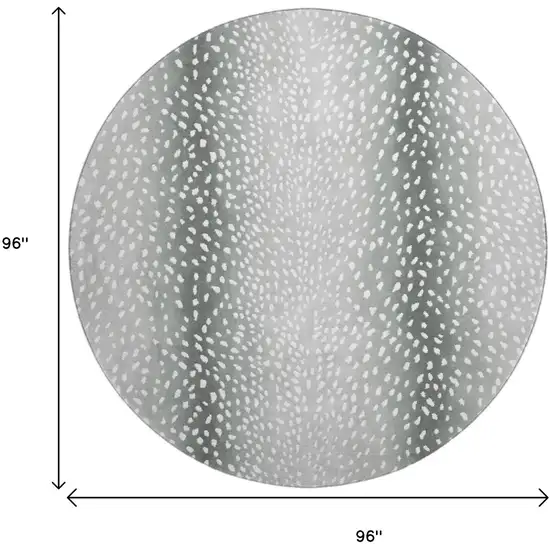 8' Gray And White Round Animal Print Washable Indoor Outdoor Area Rug Photo 3