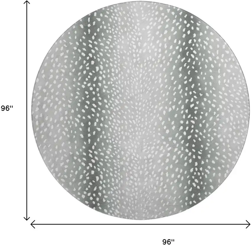 8' Gray And White Round Animal Print Washable Indoor Outdoor Area Rug Photo 3