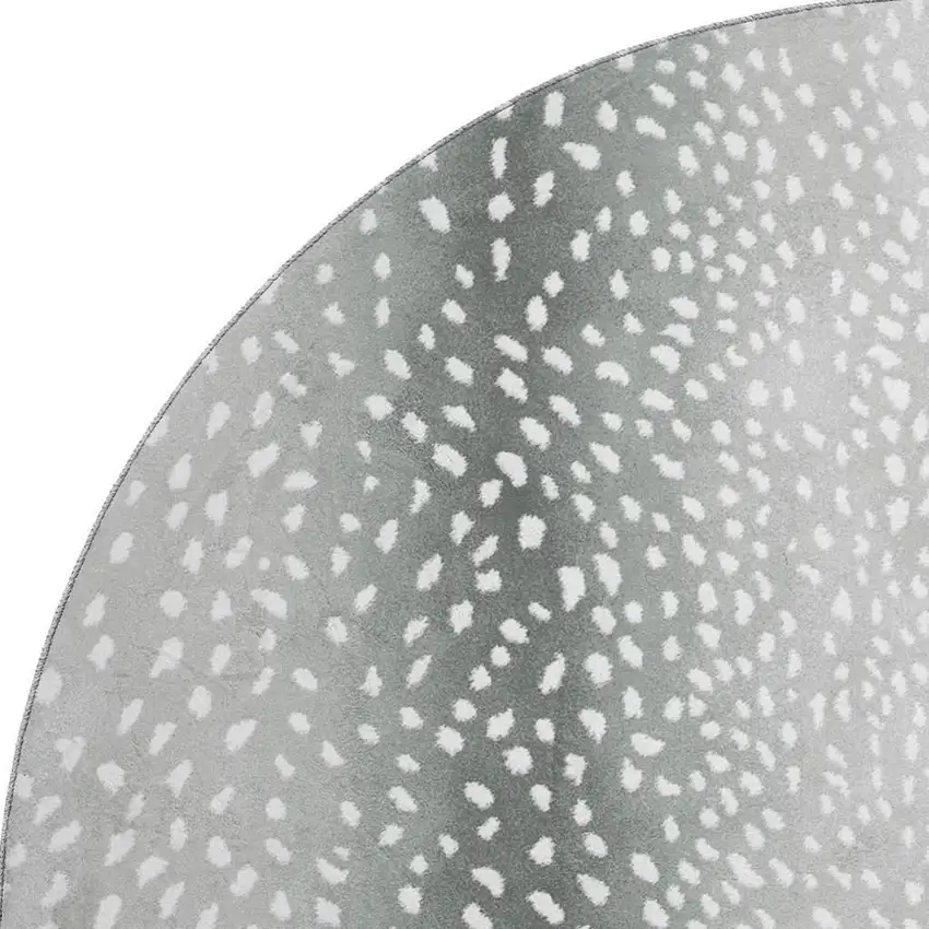 8' Gray And White Round Animal Print Washable Indoor Outdoor Area Rug Photo 5