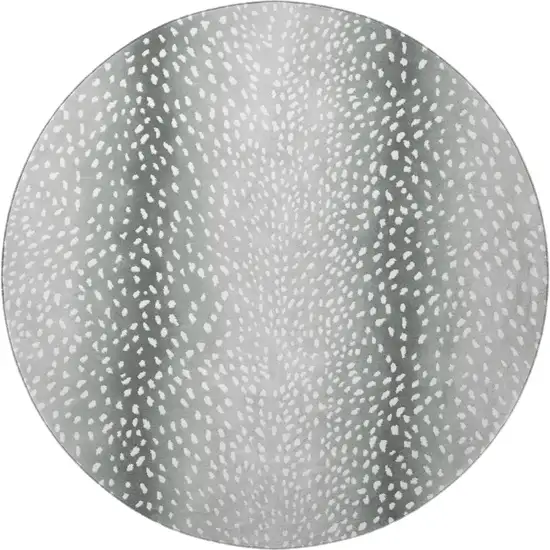 8' Gray And White Round Animal Print Washable Indoor Outdoor Area Rug Photo 4