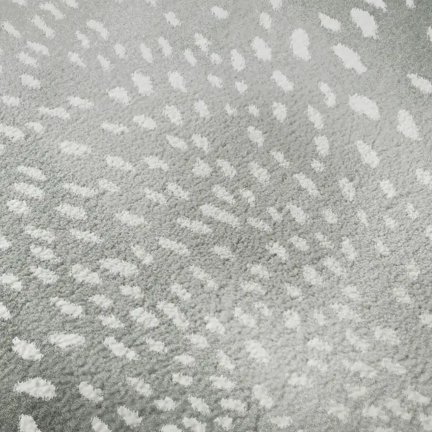 8' Gray And White Round Animal Print Washable Indoor Outdoor Area Rug Photo 8