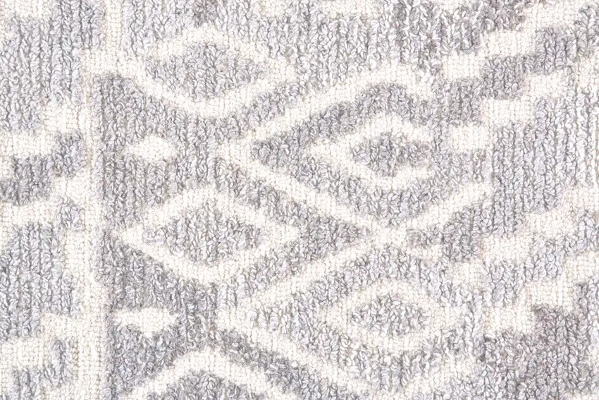 8' Gray And White Round Wool Abstract Tufted Handmade Area Rug Photo 6