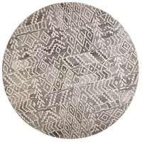 Photo of 8' Gray And White Round Wool Abstract Tufted Handmade Area Rug