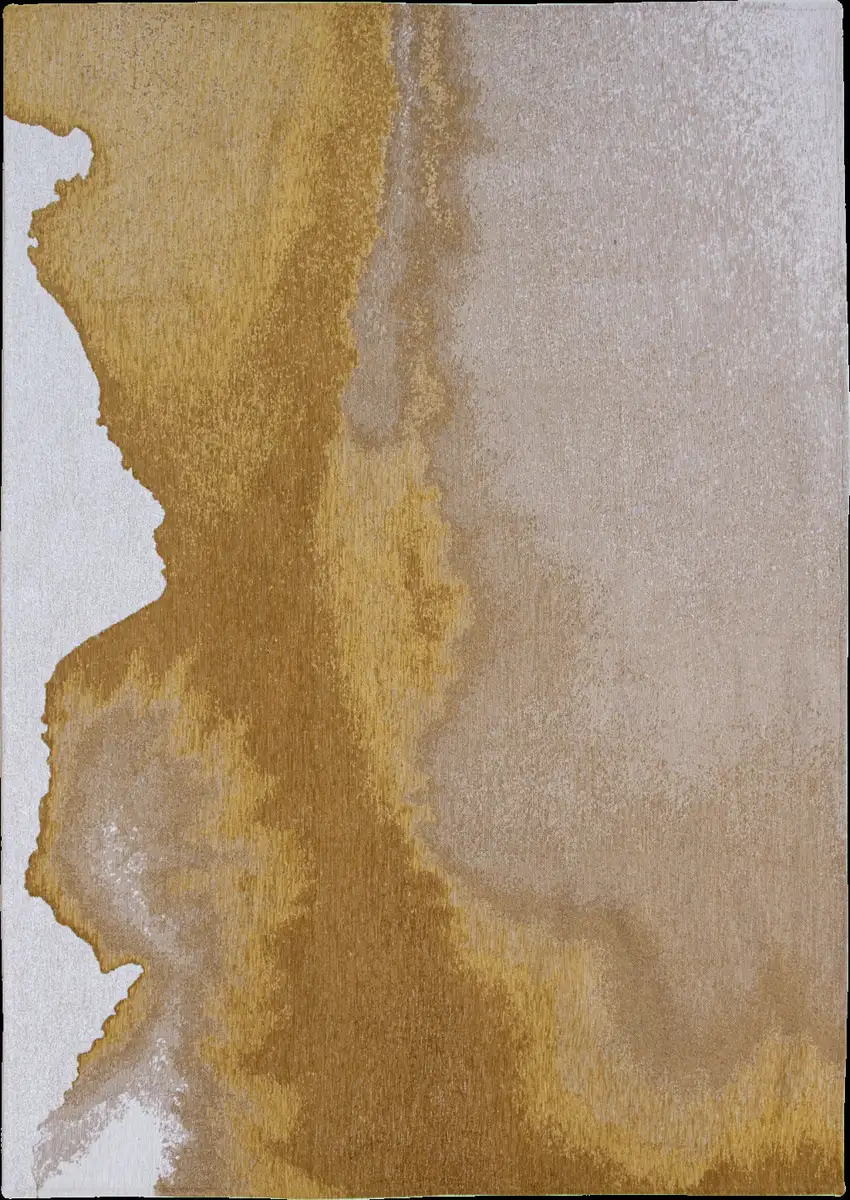 8' Gray And Yellow Abstract Washable Round Rug Photo 6