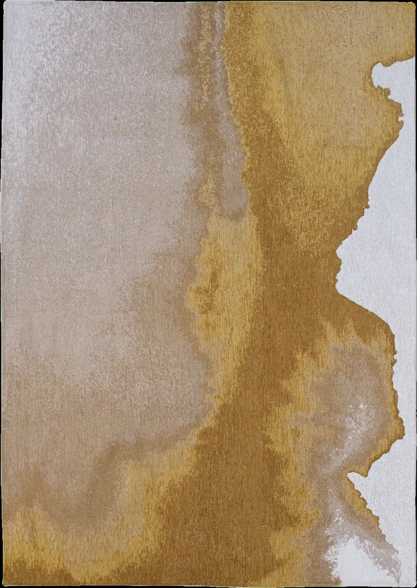 8' Gray And Yellow Abstract Washable Round Rug Photo 2