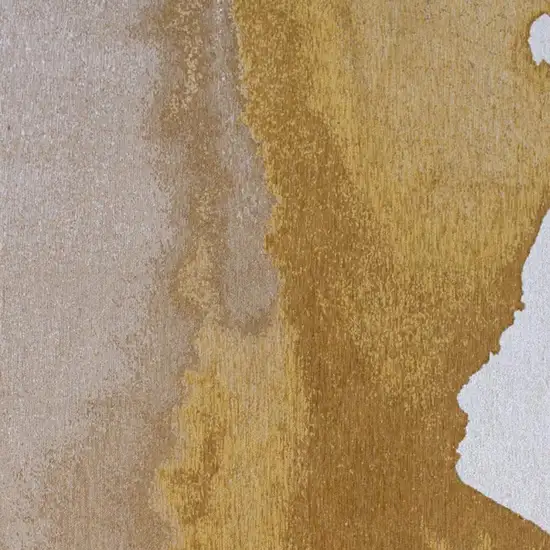 8' Gray And Yellow Abstract Washable Round Rug Photo 3