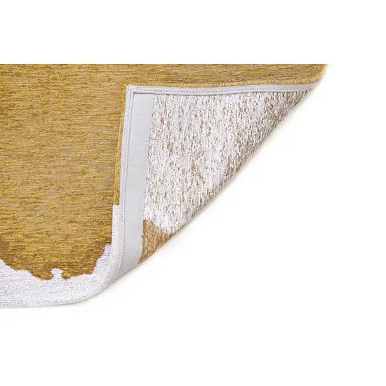 8' Gray And Yellow Abstract Washable Round Rug Photo 9