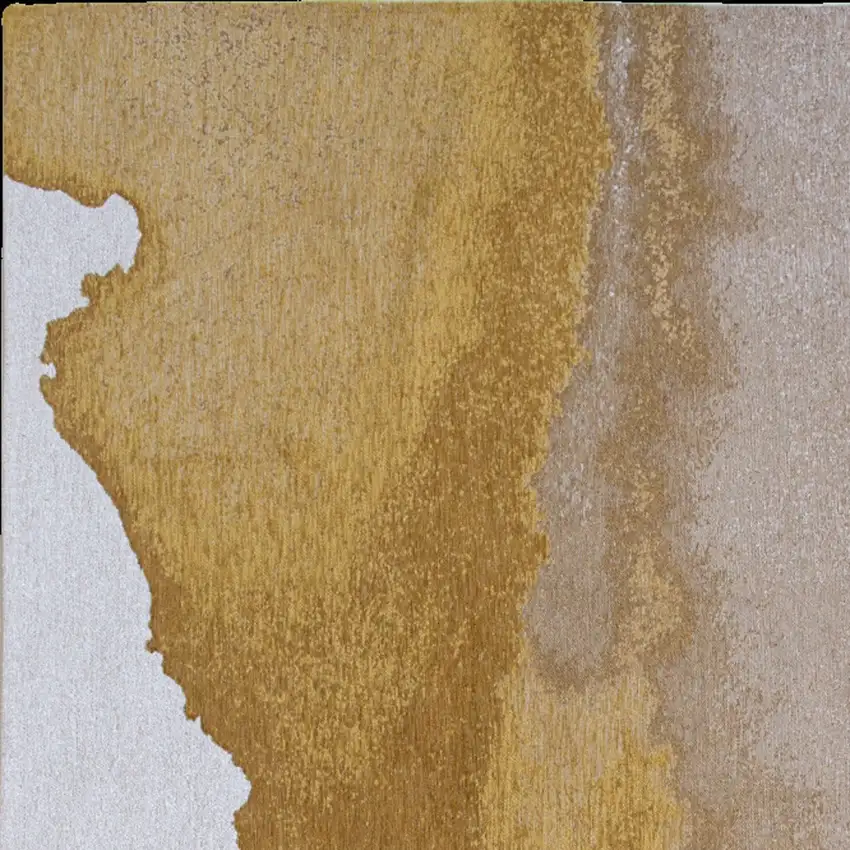 8' Gray And Yellow Abstract Washable Round Rug Photo 8